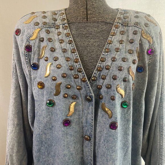 Vintage Monique Fashions embellished denim shacket - Picture 2 of 12